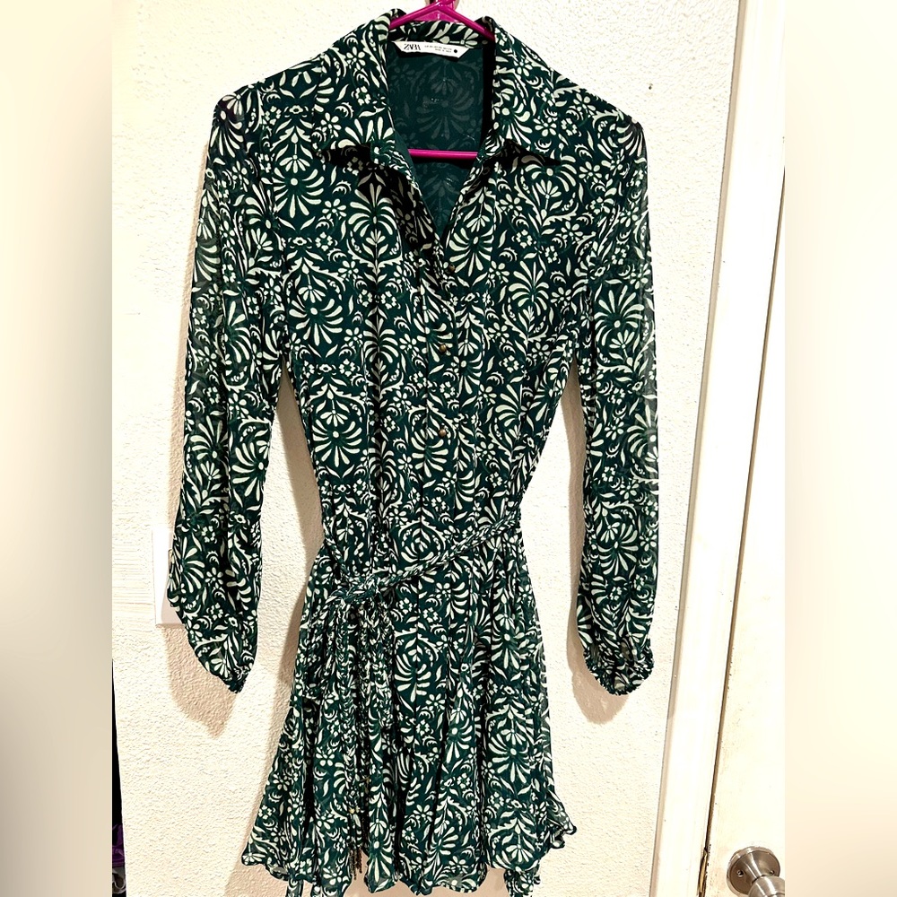 Zara green flowy dress